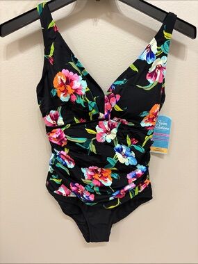 NWT Swim Solutions Ladies waist minimizer one piece swimsuit Size 12